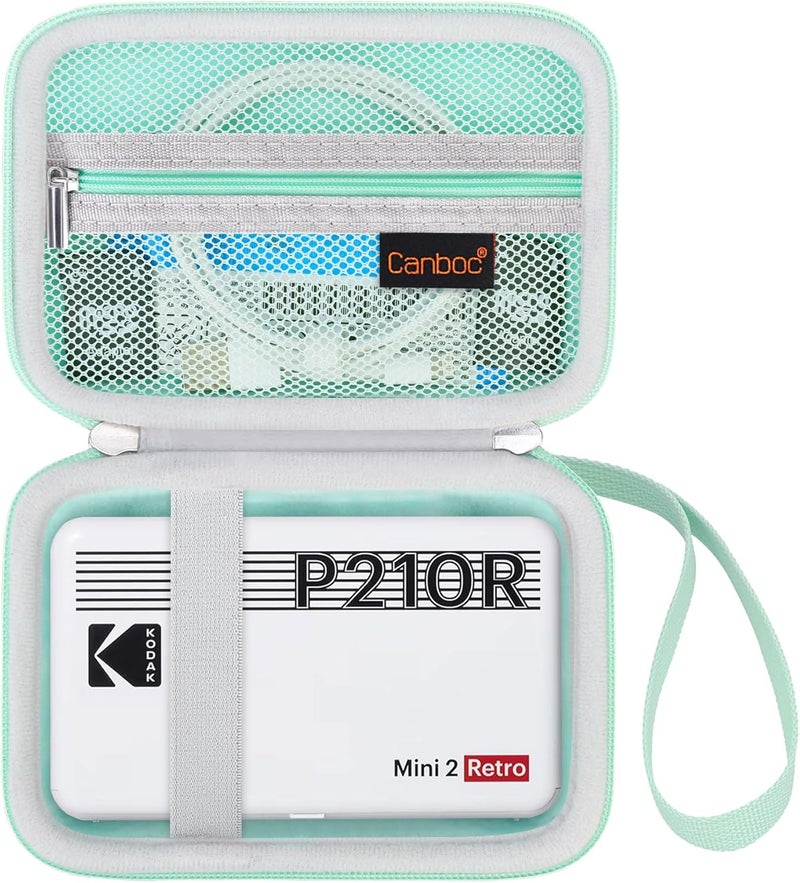 Canboc Case for KODAK Mini 2 Retro 4PASS Portable Photo Printer/KODAK Mini Shot 2 Retro Instant Digital Camera, Mesh Bag fits Photo Paper and Cable, Mint Green - Image 1